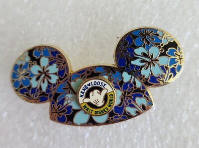 DISNEY WALT DISNEY WORLD~HIBISCUS/ HANG LOOSE~MICKEY MOUSE EAR HAT PIN~FREE SHPG-image