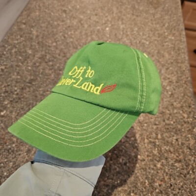 Peter Pan 'OFF TO NEVER LAND' Baseball Cap Hat Green Disney Parks Adult EUC-image