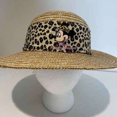 Walt Disney World Animal Kingdom 100% Straw Sun Hat Kids Minnie Mouse Leopard-image