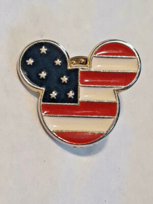Disney Mickey Mouse Pin Stars & Stripes American Flag Enamel Red White Blue-image