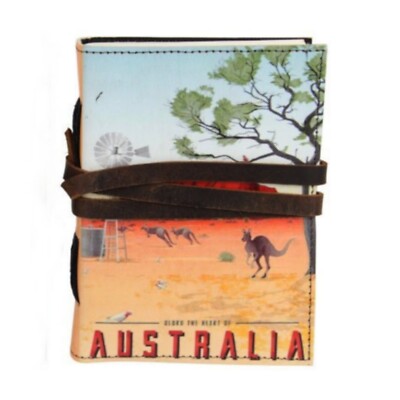 Bound Leather Journal Australia Kangaroo Design Writing Notebook Diary Handmade-image