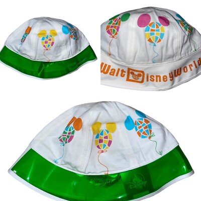 NWT Walt Disney World 50th Vault Balloon Bucket Hat W/Green Visor Sz Adult-image
