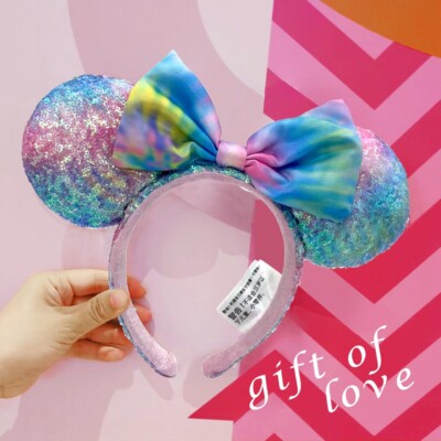 Headband Rare Peach Sequin SHDR 2022 Ears Pastel Rainbow Tie Dye Disney Parks-image