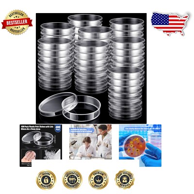 Bulk Pack of 400 Clear Plastic Petri Dishes with Lids - Ideal for Lab Analysis-image