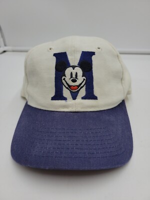 Walt Disney World Blue White Mickey Capital M Child Hat Clean Baseball Buckle-image