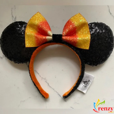 Disney Parks Sequins Halloween Candy Corn Minnie Ears Bow Disneyland Headband-image