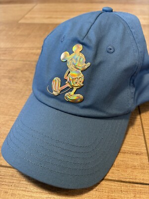 Disney Parks WDW 50th Anniversary Blue Gold Mickey Mouse Baseball Cap Hat-image