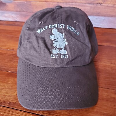 Mickey Mouse Hat Adult Vintage Brown Walt DIsney World Strapback Cap Est. 1971-image