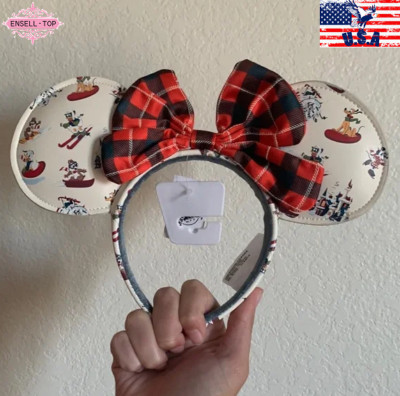 Disney Parks Holiday Lodge Snow Mickey Christmas Minnie Mouse Ears Headband-image