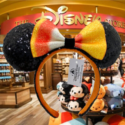 Disney- Parks Limited Bow Halloween Candy Corn Sequins Minnie Ears Headband-image