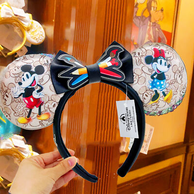 Disney Parks Loungefly Mickey Minnie Ears 100th Anniversary Sketchbook Headband-image