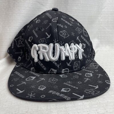GRUMPY Black White Flat Bill Adult Hat Cap Walt Disney World Disneyland Resort-image