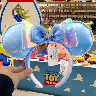 Disney Parks Cinderella Minnie Mouse Blue Ears 2024 Headband Disneyland NWT-image