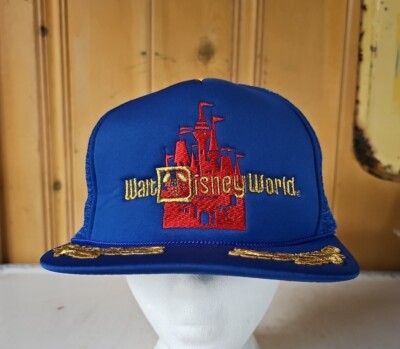 Vintage 80's Walt Disney World Hat Blue Mesh Snapback Trucker New with Tags-image