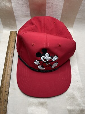Disney Mickey Mouse Hat Embroidered Design Red Baseball Adjustable Adult Cap-image