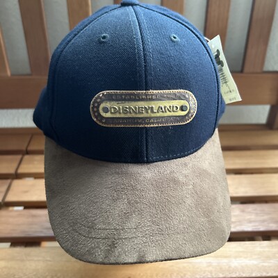 Vtg Walt Disney World Metal Patch Hat Brown Suede Brim EUC Strapback California-image