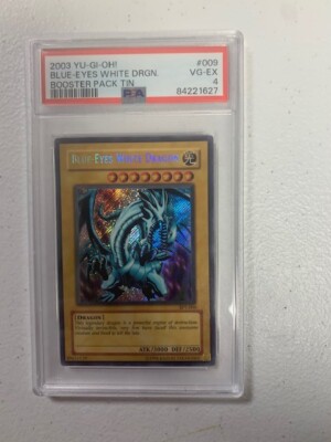 PSA 4 - Blue-Eyes White Dragon BPT-009 2003 Tin Promo Limited Secret Rare YuGiOh-image