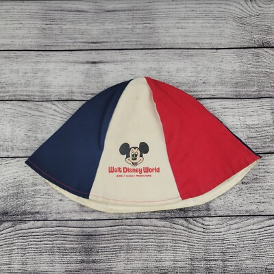 VTG 1970s Walt Disney World 6-Panel Bucket Hat Red White & Blue-image