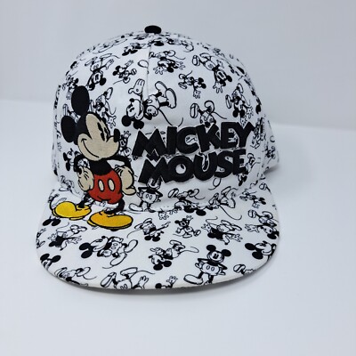 Disney Parks Mickey Mouse Hat Cap Embroidered Black & White Adult Size Snapback-image