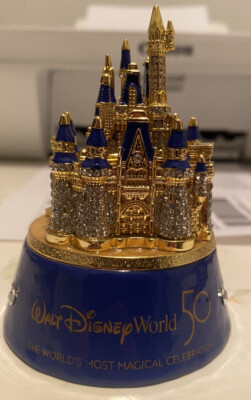 Disney Parks Arribas 50TH Anniversary Cinderella Castle Jeweled Trinket Box New-image
