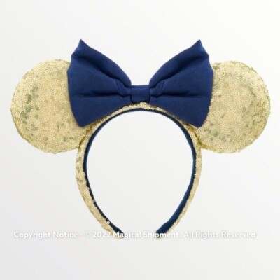 NWT! Disney Parks - Minnie Mouse Sequin Ear Headband For Adults – Gold & Blue-image