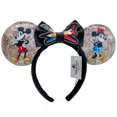 Disney Parks Mickey Minnie 100th Anniversary Sketchbook Ears Loungefly Headband-image