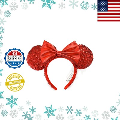 Red Sequin Bow Redd Pirate Disney Parks Ears Mickey Mouse Minnie Ears Headband-image