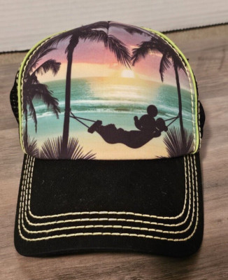 Disney Parks Mickey Mouse Trucker Hat Baseball Snapback Dad Cap Sunset Beach-image