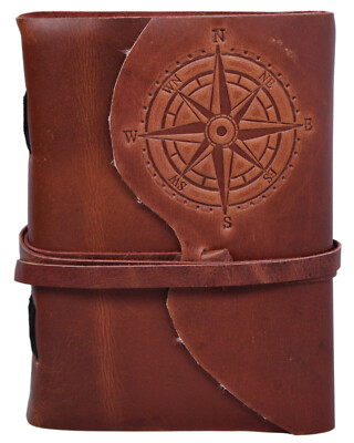 Genuine Leather Bound Brown Journal Handmade Diary Sketchers Writting Notebook-image