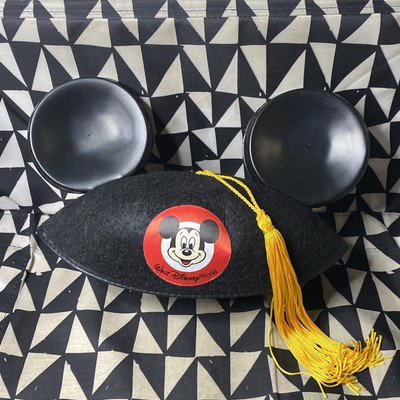 Vintage Walt Disney World Mickey Mouse Ears Black Hat Cap With Tassel - Michelle-image