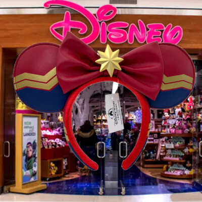 Disney-Parks Red Bow Captain Marvel Ears Mickey Carol Danver Headband-image