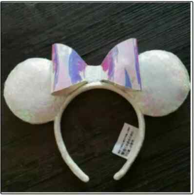 NEW Disney Parks Iridescent Glitter Sequin Minnie Mouse Ears Headband-image