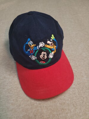Vintage Walt Disney World Kids Youth Embroidered Donald Goofy Mickey Hat Cap -image