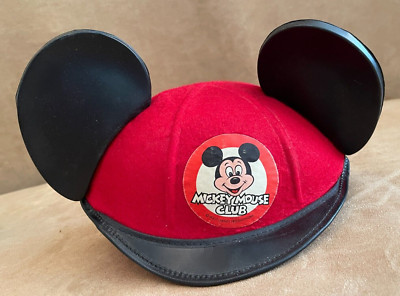 Vintage Mickey Mouse Ears Beanie hat Mickey Mouse Club logo red large child-image