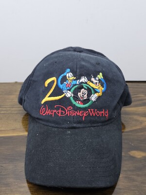 Vintage Y2k Walt Disney World 2000 Hat Strapback Cap Black Mickey Donald Goofy-image