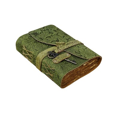Leather Journal - Antique Handmade Deckle Edge Vintage Paper Leather Bound Jo...-image