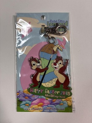 Disney World Easter 2005 Chip and Dale Lanyard Medal Pin Badge Used-image