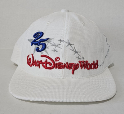 Walt Disney World Men's Corduroy Hat Cap 25th Anniversary White Adjustable-image