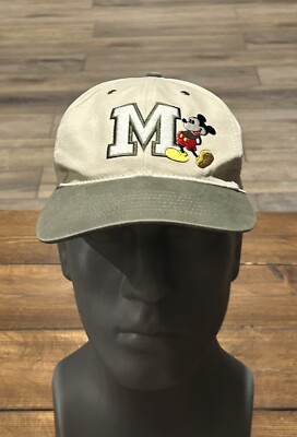 Vintage 90s Walt Disney World Mickey Mouse M Hat One Size Tan Beige-image