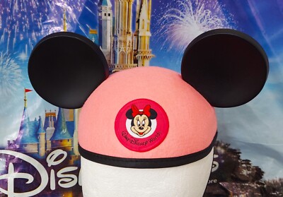 DISNEY PARKS MINNIE MOUSE EARS HAT, PINK, WDW patch, INFANT, souvenir hat, EUC!-image