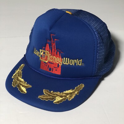 Walt Disney World Snapback Hat Cap Blue Admiral Gold Leaf Trucker-image