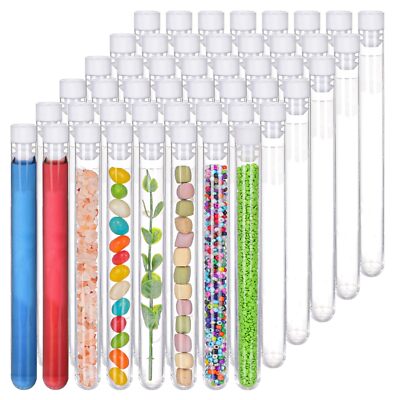 48 Pack Plastic Test Tubes with Caps 25ml for Plants Party Science Projects-image