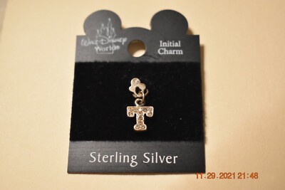 Disney Sterling Silver Initial Charm Letter T New FREE SHIPPING-image