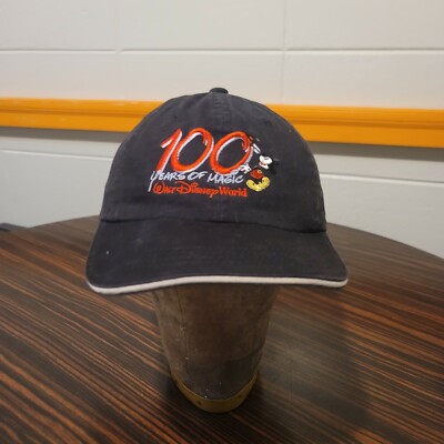 VTG Walt Disney World 100 Years Of Magic Baseball Cap Hat Adjustable Fit Black-image