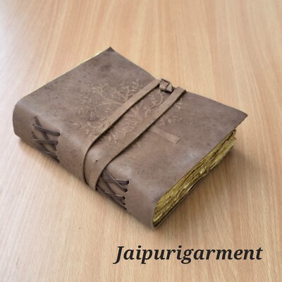 Leather Cover Journal Diary with Strap Closure and Rusty Pages | Life's Tree |-image
