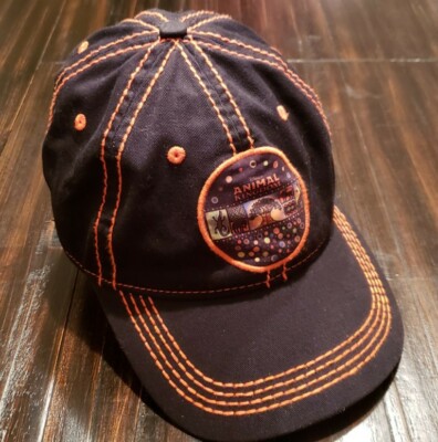 Walt Disney World Animal Kingdom Black Cap Hat Orange Stitching Embroidered Logo-image