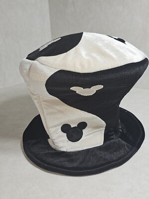 Walt Disney World Adult Mickey Mouse Black White 9in Tall Hat Cosplay Preowned -image