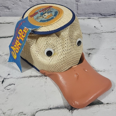 Vintage Disney Donald Duck Mesh Hat Squeaky Bill Birthday Disney On Ice Sz L USA-image