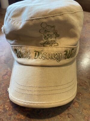 Walt Disney World Cloth Hat Cap Tan With Green Embroidery Distressed Green Plaid-image