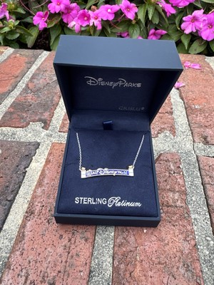 Walt Disney World 2025 Crislu Entrance Marquee Necklace Sterling Platinum Signed-image